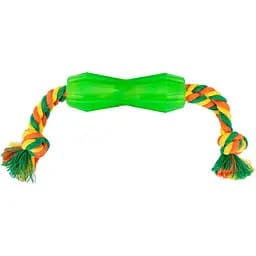Игрушка для собак Agility гантель на цветном канате 12 см зеленая
