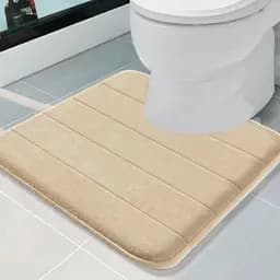 Сучасний килимок для ванної Aquarius з ефектом пам'яті U-подібний контурний 50 х 50 см Бежевий у смужку