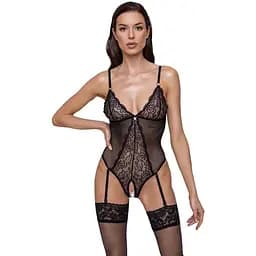 Эротическое боди Cottelli Collection Crotchless S черный