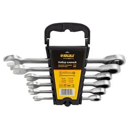 Набор ключей рожково-накидных Sigma с трещоткой 6 шт (8, 10, 12, 13, 17, 19 мм) CrV satine (6010511)