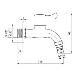 Кран для поливу Kroner KRP Edelstahl Klassisch - ESG099 1/2'' ЗР - мініатюра 2