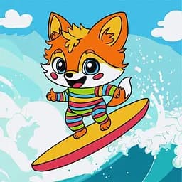 Картина по номерам "Літо. Лисеня на хвилі" ©art_selena_ua KHO1249, 25х25 см