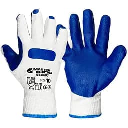 Рукавички робочі захисні Mastertool скляра латексні синя посилена долоня 10" (в упаковці 6 шт.)