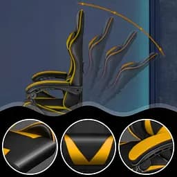 Крісло геймерське PLAYER з підставкою для ніг і масажем Black/Yellow (100015) - мініатюра 7