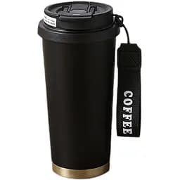 Термочашка Coffee 500 мл з ремінцем, чорний Yiwu HP-14-17B