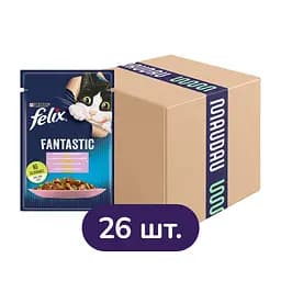 Вологий корм для котів Felix Fantastic з фореллю та зеленими бобами 2.21 кг (26 шт. х 85 г)