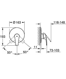 Змішувач для душу Grohe Eurosmart 194512433, Чорний матовий - мініатюра 5