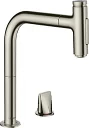 Смеситель для кухни Hansgrohe Metris Select 200 2jet с выдвижным изливом sBox Steel Finis 73818800 Нержавеющая сталь