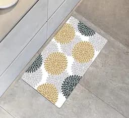 Суперпоглинаючий Антиковзкий Килимок Aquarius для ванної та кухні 50 х 80 см Сірі/Бежеві Квіти