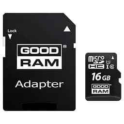 Карта памяти GoodRam MicroSDHC 16GB UHS-I Class 10 + SD-adapter (M1AA-0160R12)