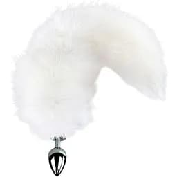 Металева анальна пробка з хвостом із натурального хутра Art of Sex size M White fox