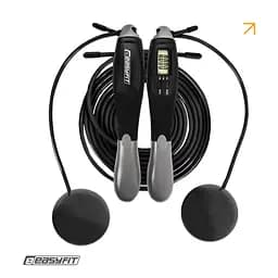 Скакалка з лічильником EasyFit TwinRope швидкісна 2,8 м чорна-сіра - мініатюра 2