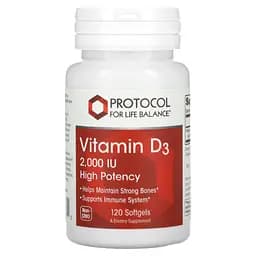 Вітамін Д3 Protocol for Life Balance Vitamin D3 висока ефективність 2000 МО 120 гелевих капсул