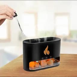 Лампа зволожувач повітря Docsal Flame 3в1 з ультразвуковим зволоженням і соляним камінням Чорний - мініатюра 2