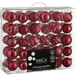 Комплект ялинкових прикрас Mica Decorations пластикові 6-7 см вишневі 60 шт. (1182022)