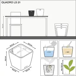 Вазон Lechuza Quadro Premium LS 21 сіро-коричневий (16125) - мініатюра 3