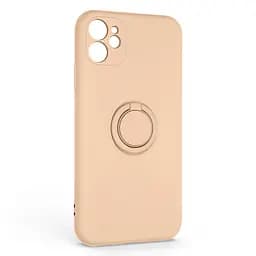 Силиконовый чехол для Apple iPhone 11, Icon Ring, пудровый, панель-накладка, с кольцом-подставкой на 360°, противоударный, возможность использования магнитных держателей, ArmorStandart (ARM68644)