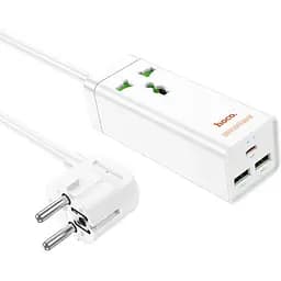 Сетевое зарядное устройство удлинитель Hoco AC9A 2 USB/Type-C PD QC 30W 1 розетка 1.5m белый