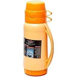 Термос Stenson со стеклянной колбой 2 чашки 1 л желтый (25887)