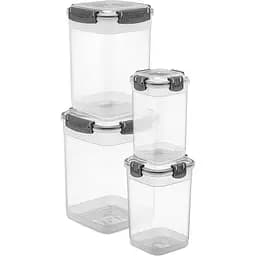 Набір контейнерів для зберігання продуктів Freshlife вакуумні квадратні 4 шт. 0.75 л, 1.25 л, 2.1 л, 3.2 л (D-449-04)