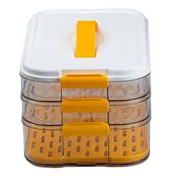 Контейнер для зберігання та заморожування продуктів триярусний 32*21*16,5 см, помаранчевий TS Kitchen HP50657 - мініатюра 7