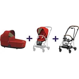 Люлька Cybex Mios Lux Autumn Gold + Комплект текстилю Cybex Mios Autumn Gold + Шасі для коляски Cybex Mios LS RBA Chrome Brown