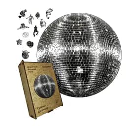 Дерев'яний фігурний пазл Срібний Дискошар, А3, Дерев'яна коробка 200 елементів