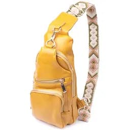 Яскрава жіноча слінг сумка через плече з екошкіри Vintage 22753 жовта