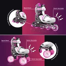 Ролики Neon Combo Skates Розмір 30-33 Рожевий - мініатюра 7