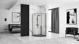 Душова кабіна Rea Diamond 80x80 black mat REA-K6900, Чорний матовий, Універсальна, прозорий - мініатюра 6