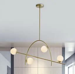 Люстра в золотистому корпусі на 4 мініатюрних білих матових плафони Line.F YG 8014-4 D GD