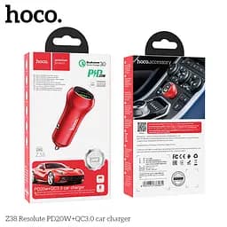 Адаптер автомобільний HOCO Resolute car charger Z38 1USB/1Type-C, QC/PD, 3A, 38W - мініатюра 2