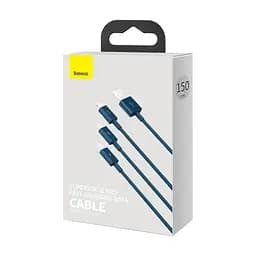 Кабель Baseus Superior Series Fast Charging Data Cable USB to M+L+C 3.5A 1.5m Blue (CAMLTYS-03) - мініатюра 9