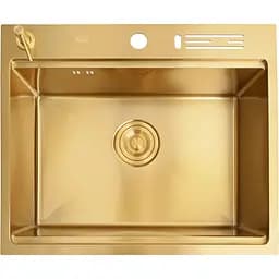 Мийка для кухні Nett NG-5747 золота з нержавійки з PVD покриттям багатофункціональна