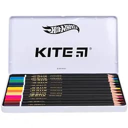 Олівці кольорові Kite Hot Wheels тригранні металевий пенал 12 шт. (HW21-058) - мініатюра 2