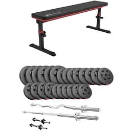 Набір Hop-Sport Premium 135кг з лавою HS-1025 Pro штангами та гантелями