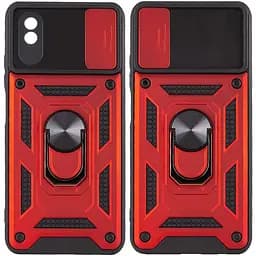 Ударостойкий чехол Camshield Serge Ring для Xiaomi Redmi 9A Червоний, TPU+PC, Шторка на камеру