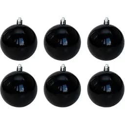 Набір ялинкових куль Linhai 6 шт D8 см чорний глянець пластик (892289)