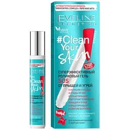 Суперефективний роліковий гель SOS від прищів та вугрів Eveline Clean Your Skin, 15 мл