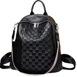 Шкіряний жіночий рюкзак з тисненням 42147 Tiding Bag чорний