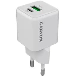 Зарядное устройство Canyon CU20AC GaN 20W 1xPD 1xQC EU White (CNS-CUW20AC)