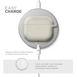 Силіконовий чохол для навушників Apple AirPods 3, Hang Case, бежевий, ультратонкий захисний кейс товщиною 2 мм, захист від подряпин, пилу та ударів, компактний, з карабіном для кріплення, ArmorStandart (ARM60307) - мініатюра 7