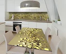 Вінілова наклейка на стіл Золото самоклеючі куби абстракція Жовтий 65х120 см Happy Pocket Z181646