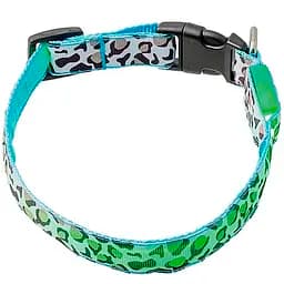 Нашийник для собак Led  4 L що світиться на батарейках Леопард салатовий 41-52 см