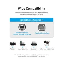 Кабель для принтера USB 2.0 AM/BM 1.5m 480Mbps PVC black Vention (COQBG) - мініатюра 9