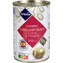 Оливки Премія зелені фаршировані тунцем 300 г