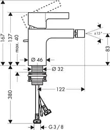 Змішувач Hansgrohe Metris S для біде 31261000 Хром - мініатюра 2