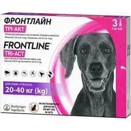 Краплі Boehringer Ingelheim Frontline Tri-Act від бліх та кліщів для собак 20-40 кг 12 мл (3 шт. х 4 мл) (159914) - мініатюра 2