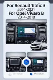 Автомобільне радіо 9-дюймовий екран 2 Din для Renault Trafic 3 2014-2021 Android 13 Сенсорний екран Стерео з BT 5.0 DTS - мініатюра 5