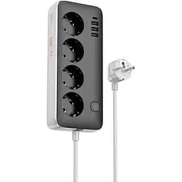 Мережевий фільтр Hoco AC21 Sunlight 4-bit(1C3A) desktop socker(EU) Чорний